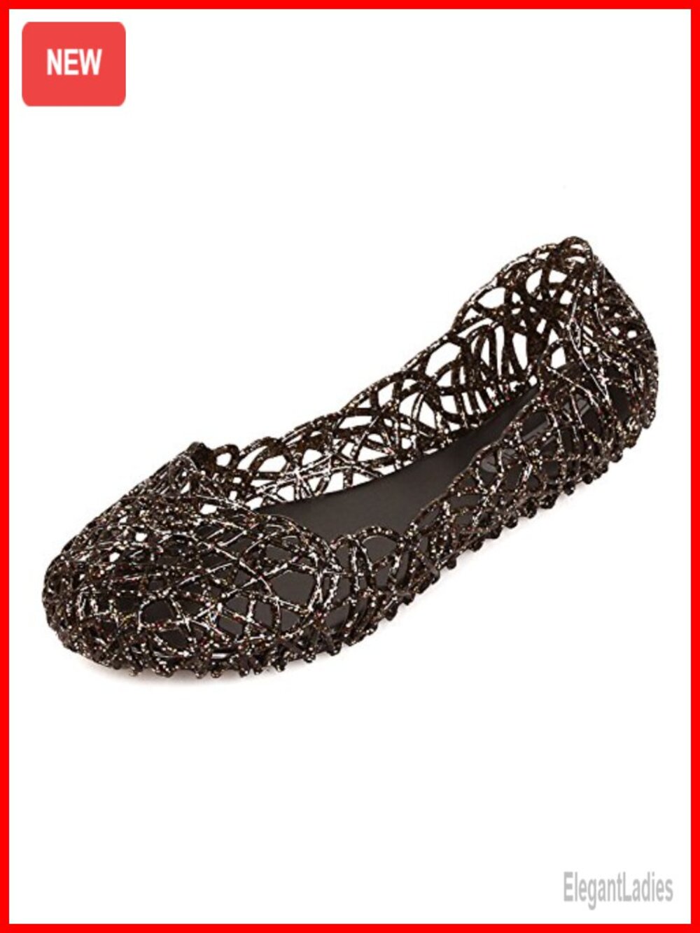 Glitter Jelly Flat Slip-On Shoes Breathable Hollow Out Loafers